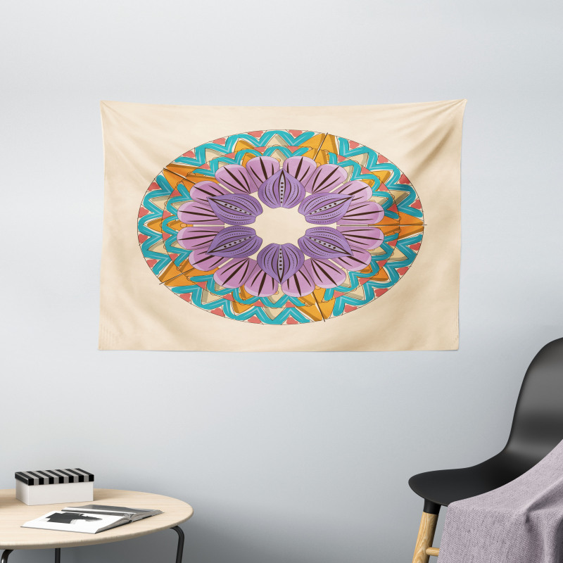 Rotating Zigzag Lines Wide Tapestry