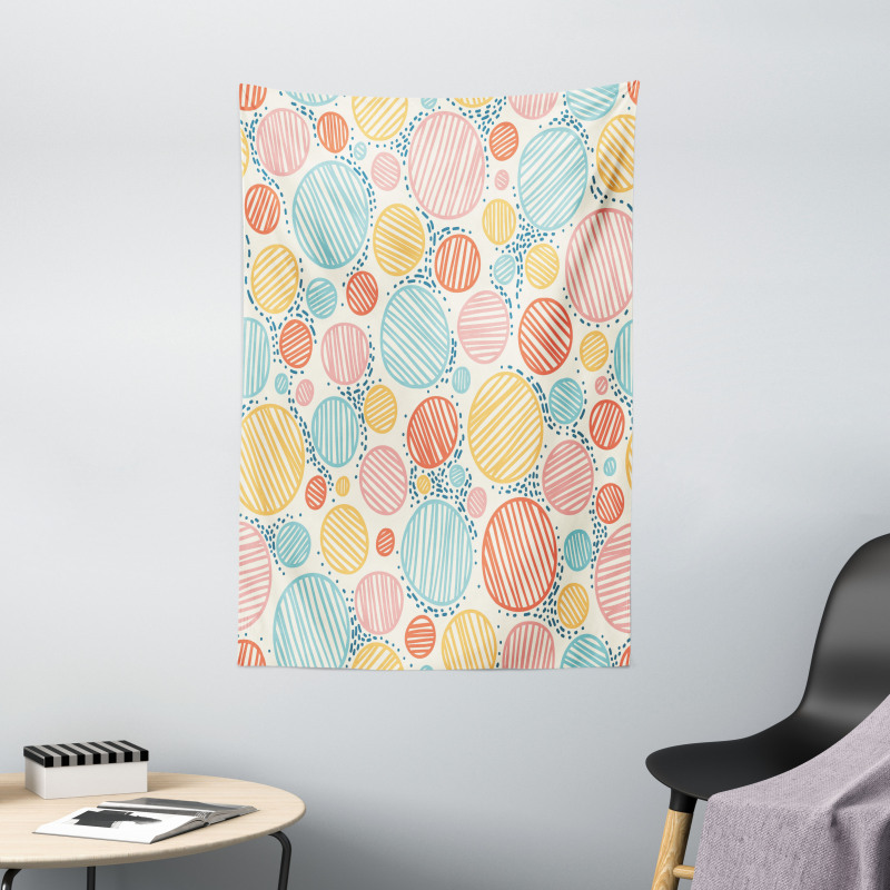 Striped Circles Pastel Tapestry