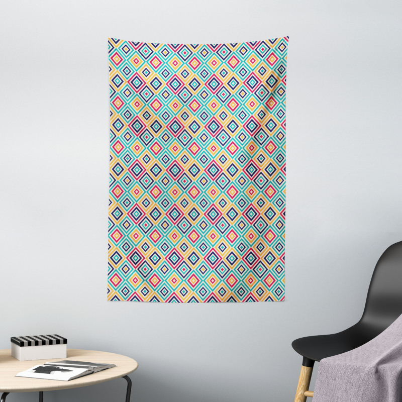 Diagonal Squares Retro Tapestry