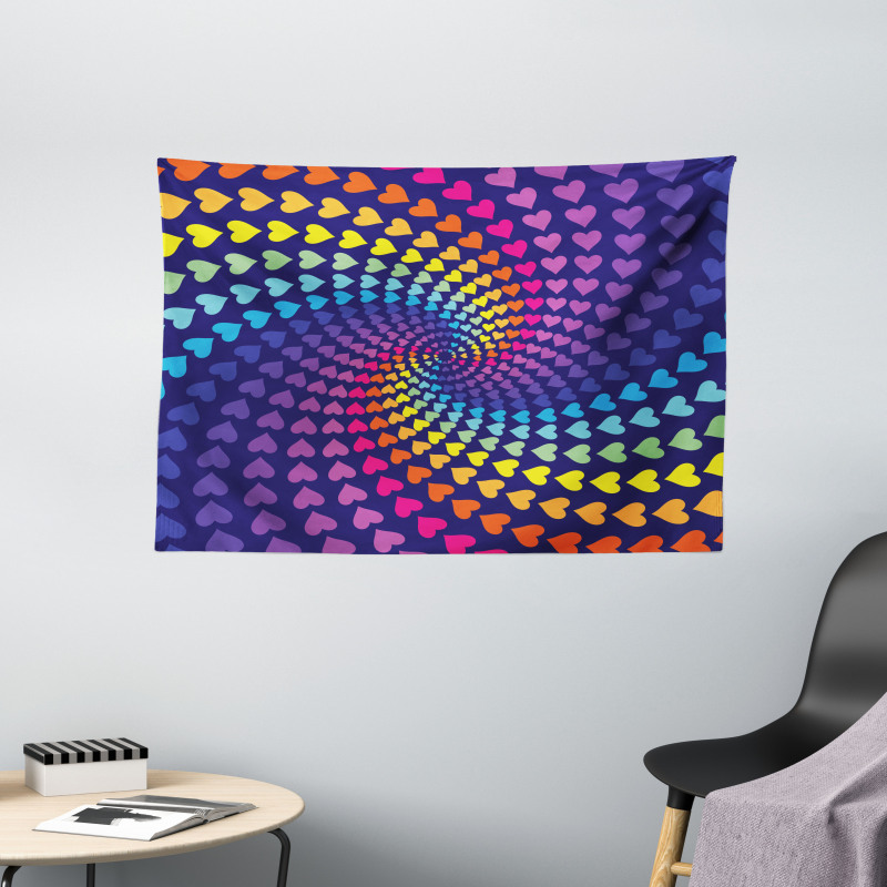 Twirl of Hearts Retro Wide Tapestry