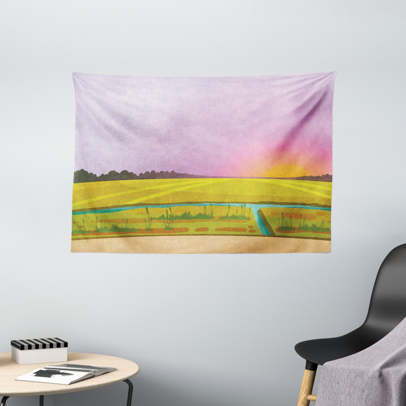 Sunset Country River Wide Tapestry