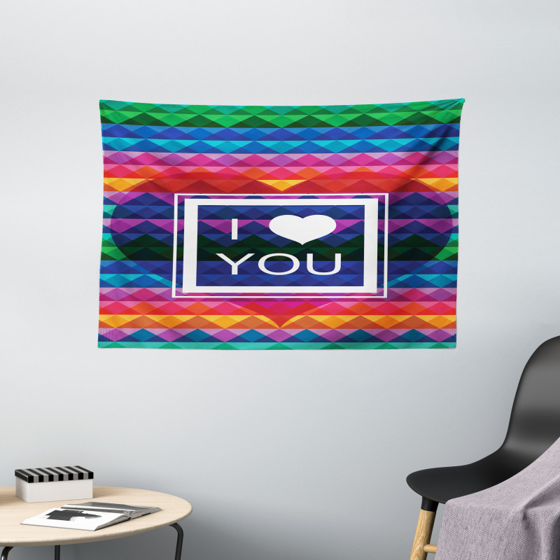 I Love You Frame Heart Wide Tapestry