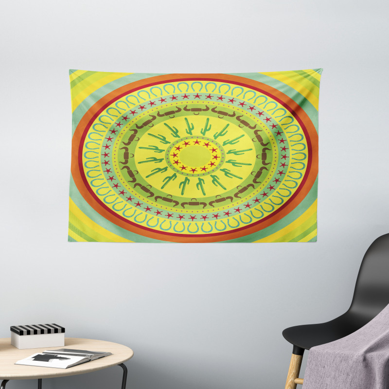 Wild West Mandala Wide Tapestry