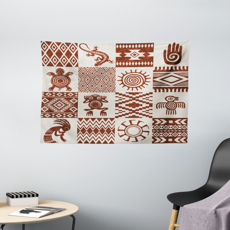 Grunge Native Tile Wide Tapestry