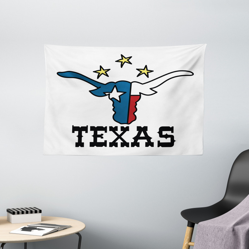 Buffalo Head Flag Wide Tapestry