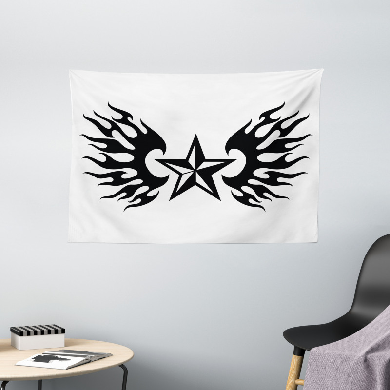 Flame Wings Design Wide Tapestry