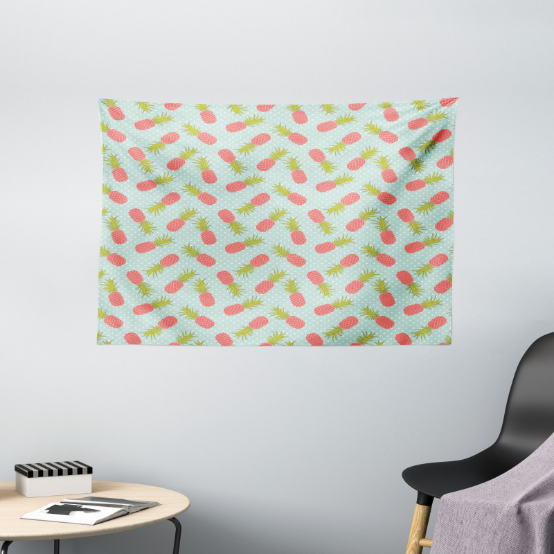 Doodle Style Pineapple Wide Tapestry