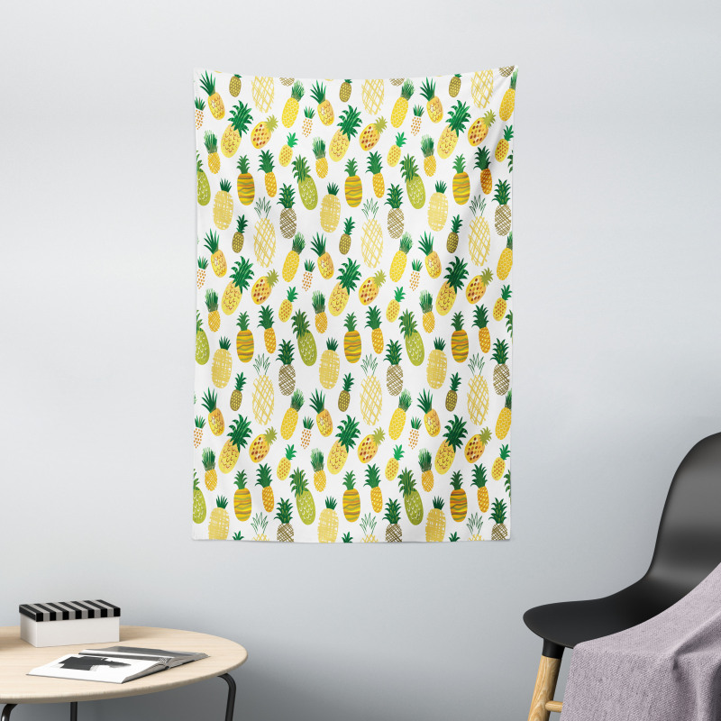 Cartoon Fruits Pineapples Tapestry