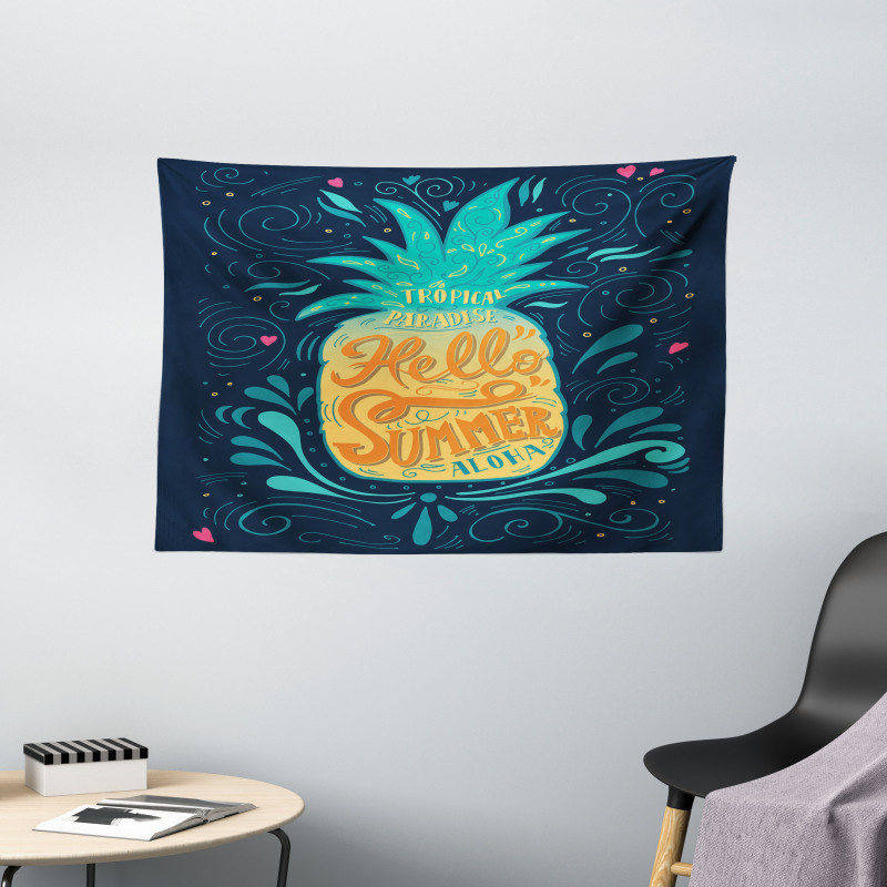 Hello Summer Aloha Wide Tapestry