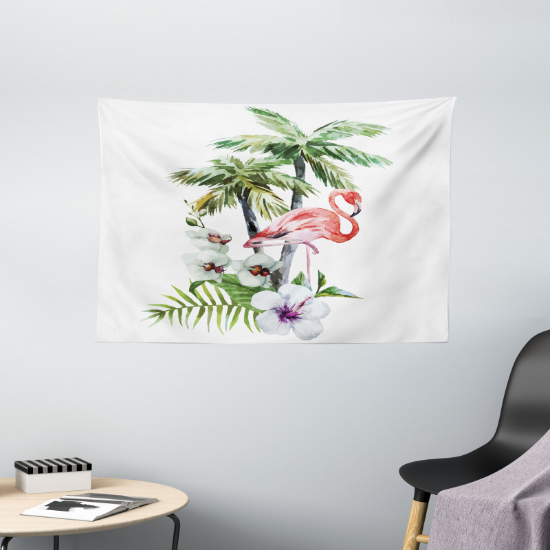 Watercolor Art Trees Wide Tapestry