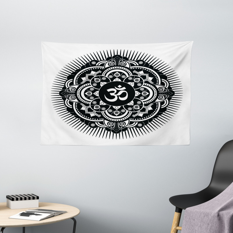 Oriental Tattoo Art Mandala Wide Tapestry