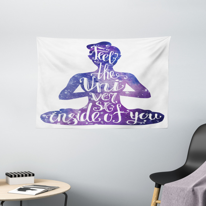 Female Silhouette Words Wide Tapestry
