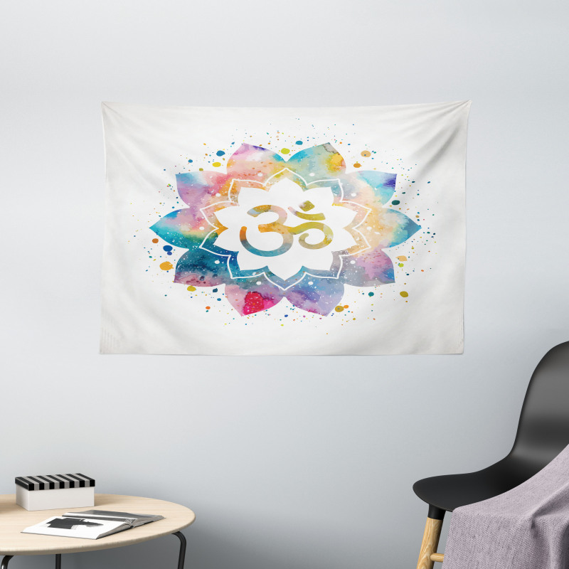 Timeless Sign on Lotus Form Wide Tapestry