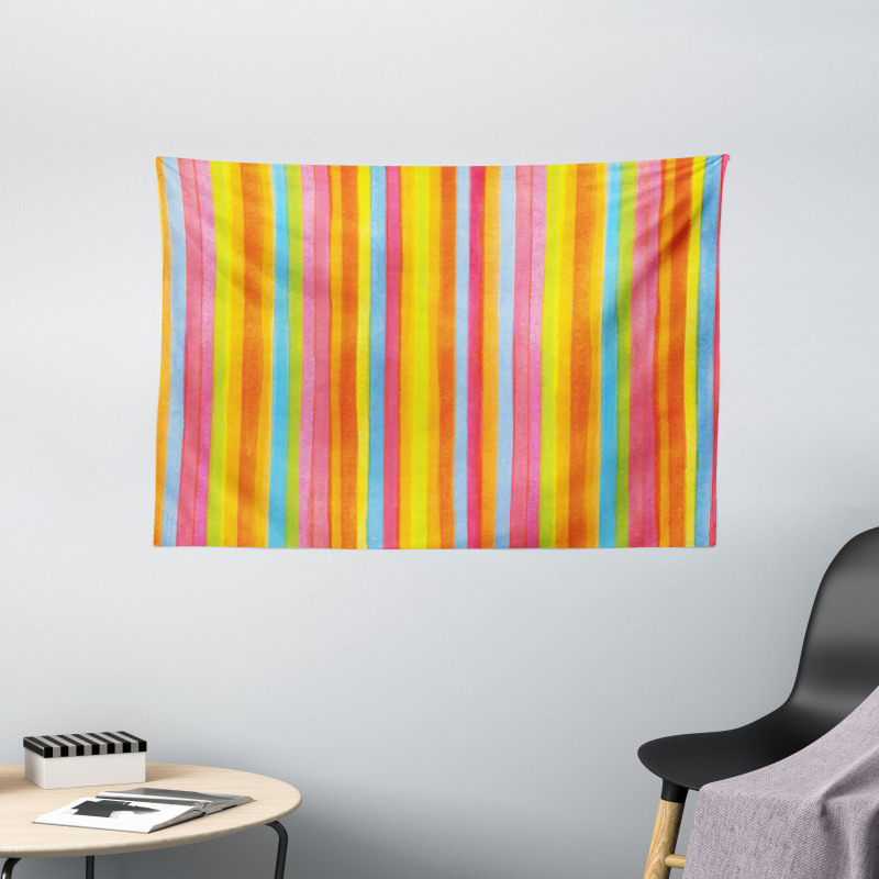 Vertical Colorful Lines Wide Tapestry