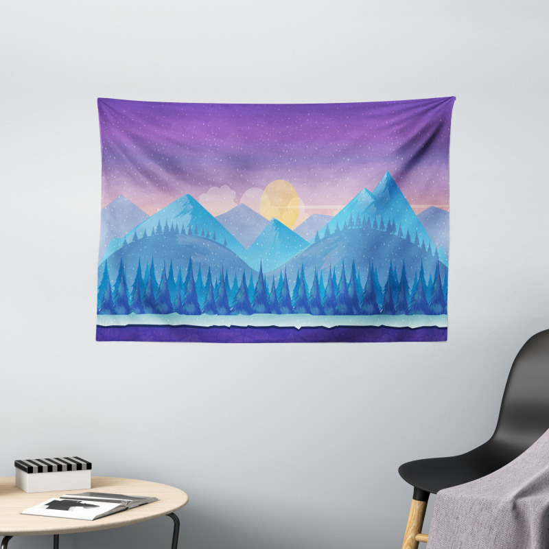 Cartoon Fir Woodland Wide Tapestry