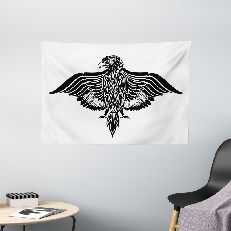 Traditional Heraldic Bird Wide Tapestry