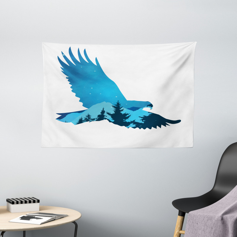 Bird Silhouette Design Wide Tapestry