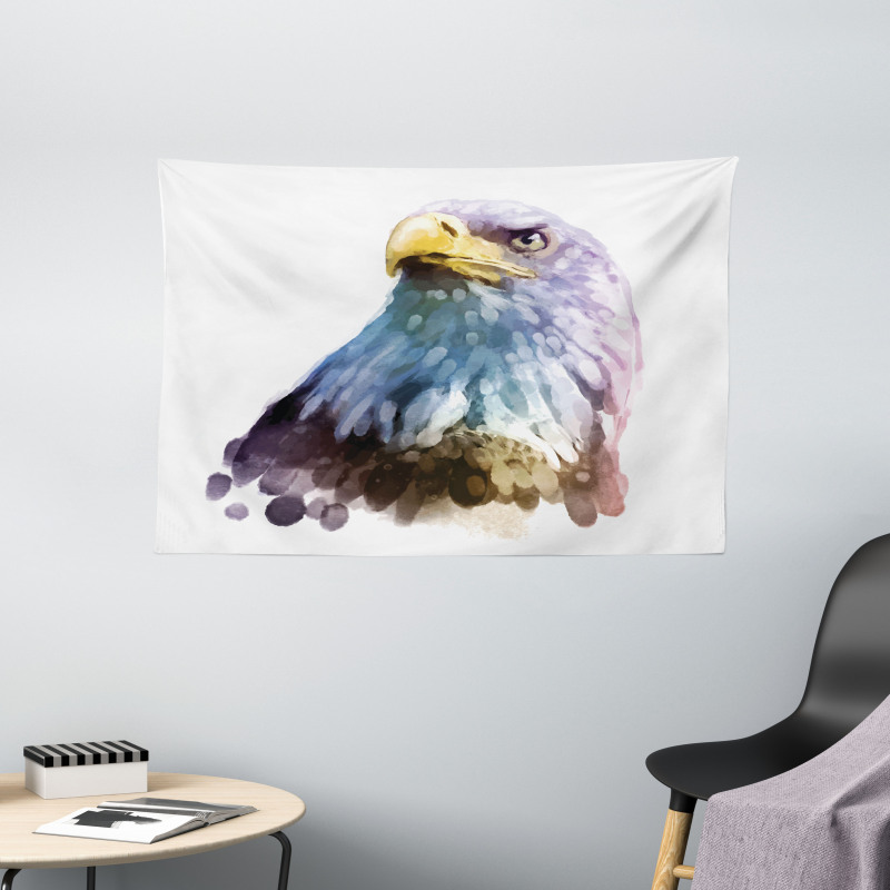 Watercolor Bald Eagle Wide Tapestry
