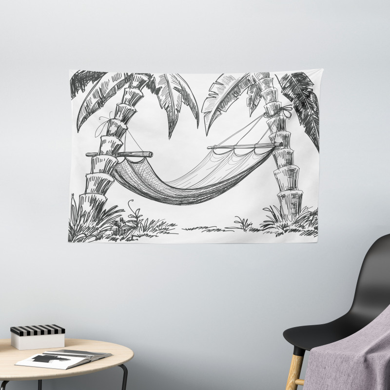 Hammock Palm Trees Wide Tapestry