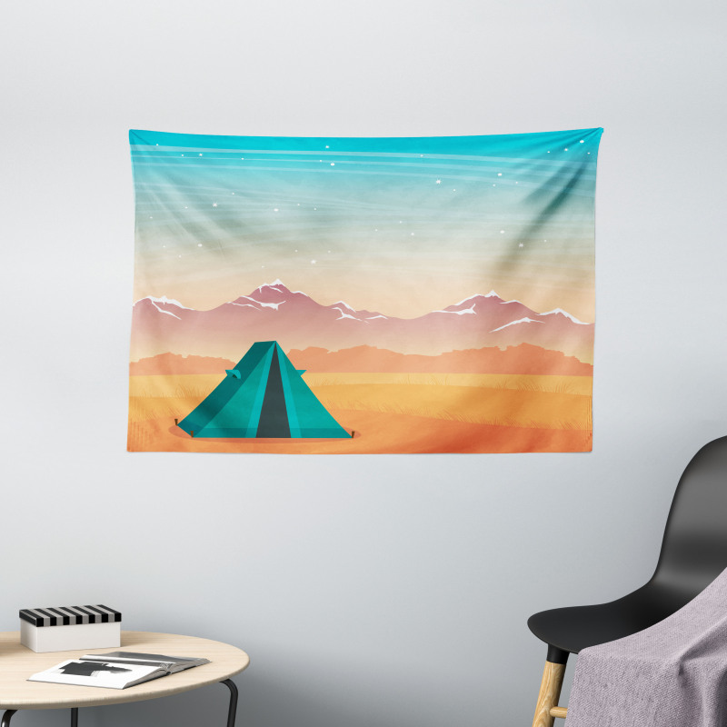Travel Tent Mountains Wide Tapestry