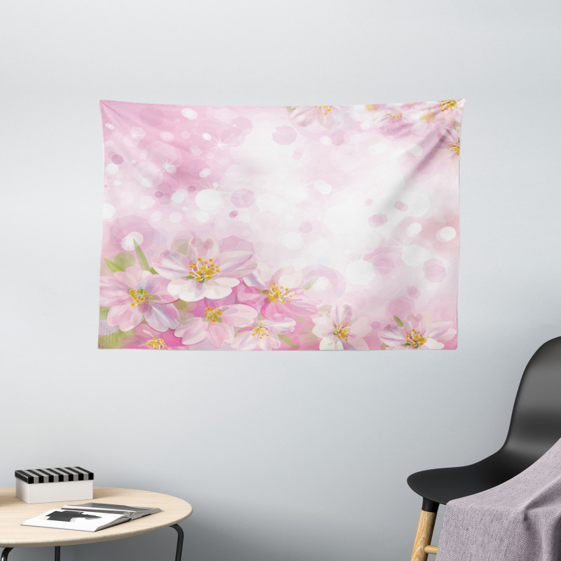 Blossoming Spring Tree Wide Tapestry