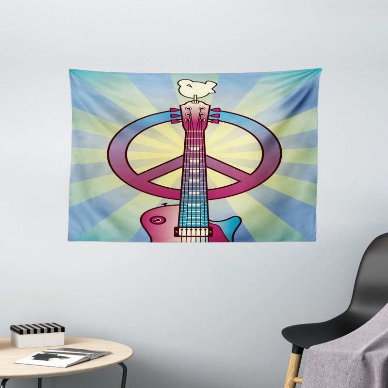 Woodstock Music Theme Wide Tapestry