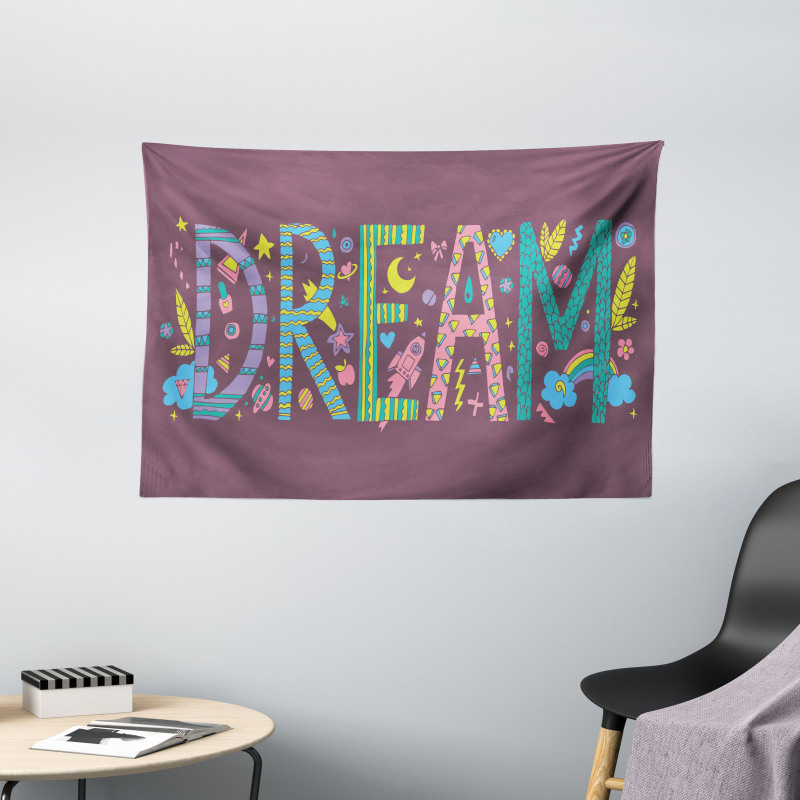Doodle Art Dream Word Wide Tapestry