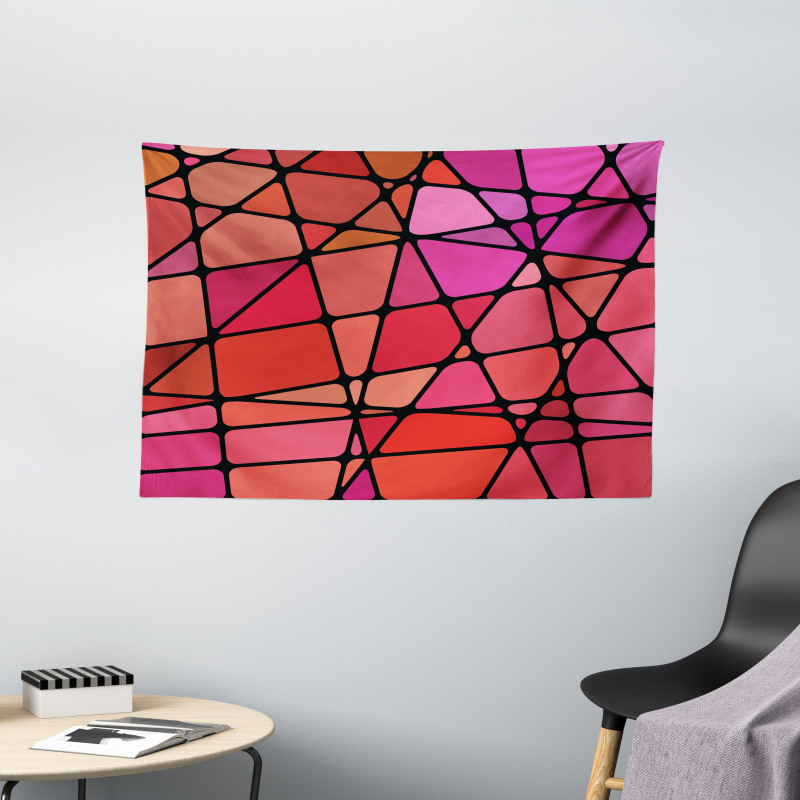 Colorful Mosaic Pattern Wide Tapestry