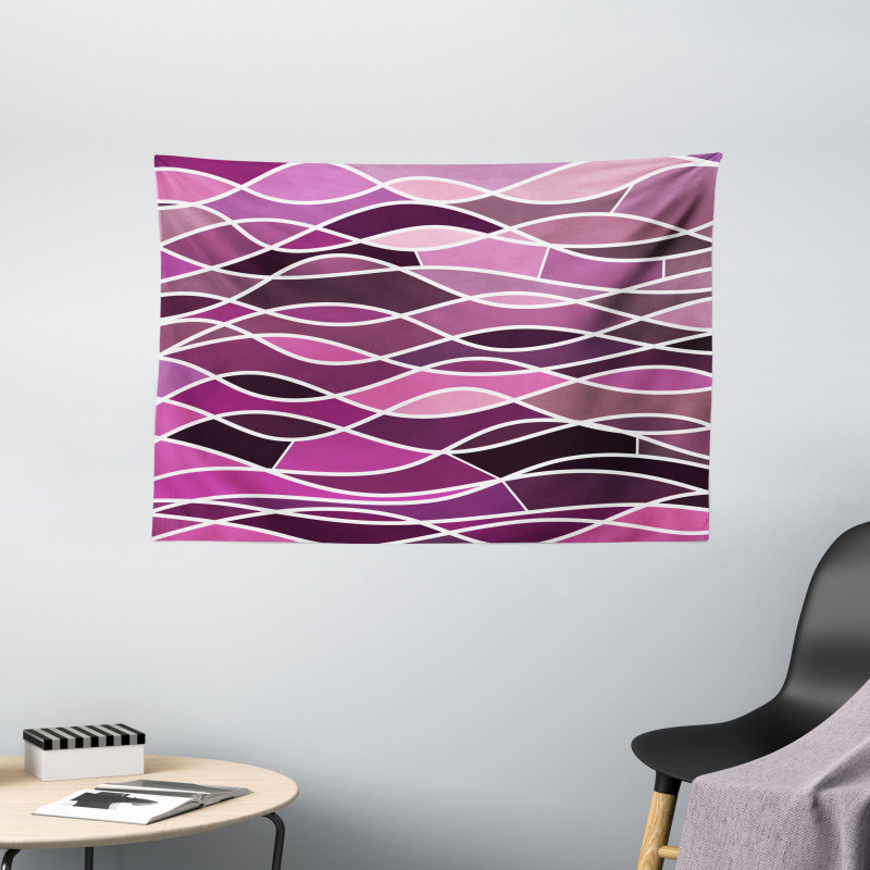 Wavy Stripes and Mosaic Wide Tapestry