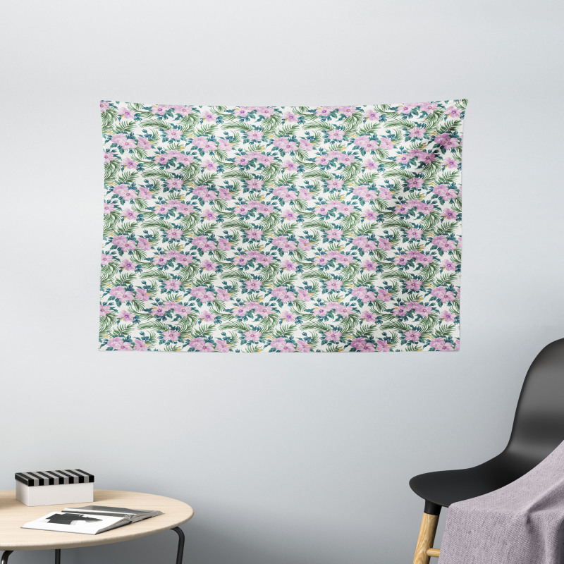Hibiscus Botanic Palm Wide Tapestry
