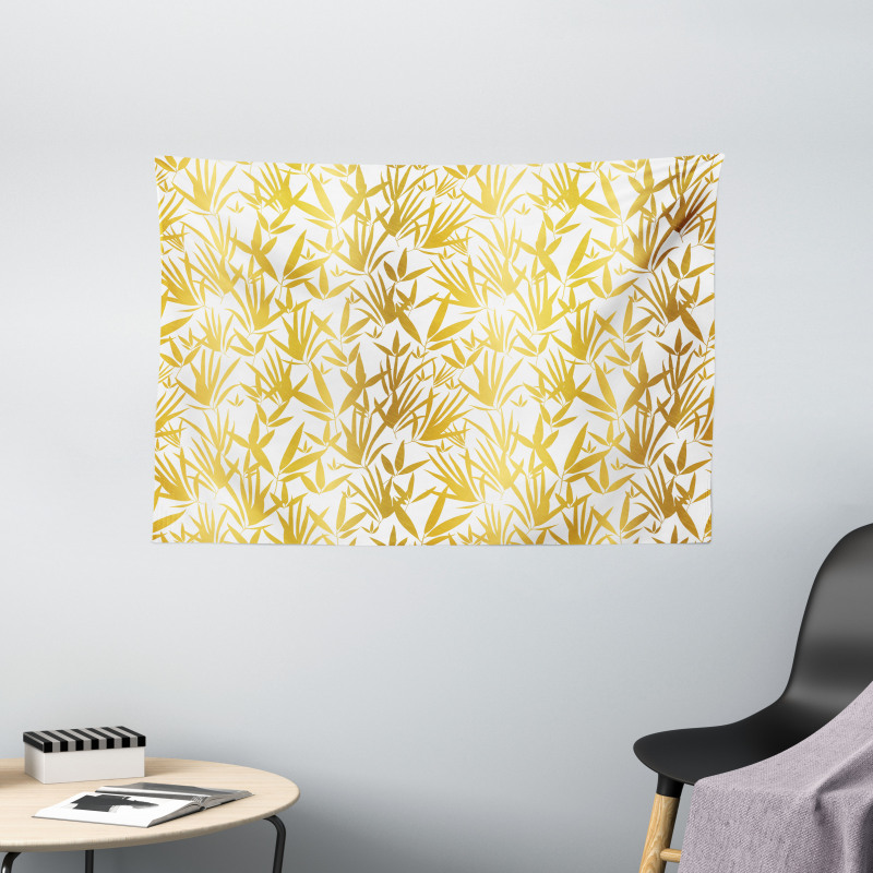 Tropic Bamboo Leaves Wide Tapestry