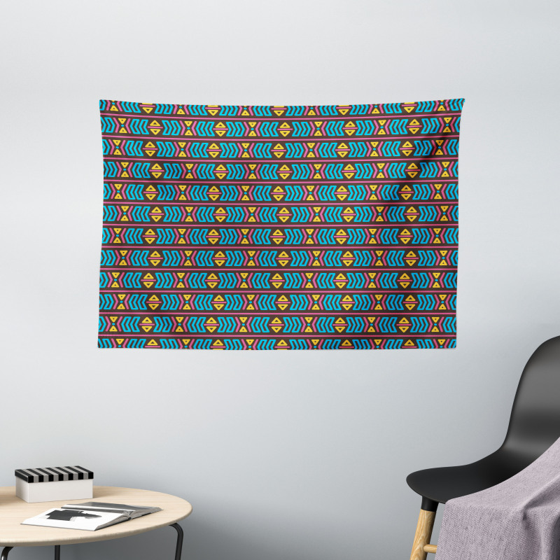 Tribal Primitive Motif Wide Tapestry