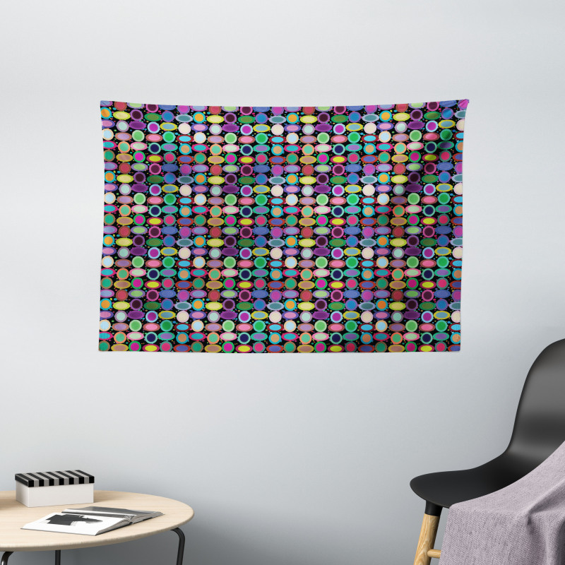 Abstract Oval Shapes Wide Tapestry