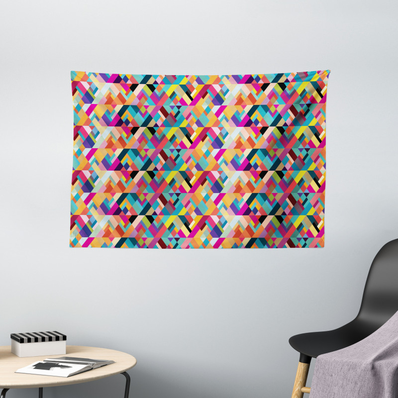 Diagonal Colorful Tile Wide Tapestry