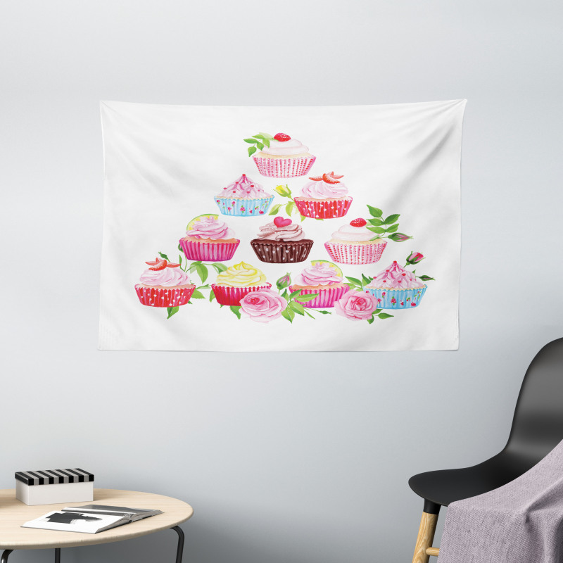 Pyramids of Cupcakes Wide Tapestry