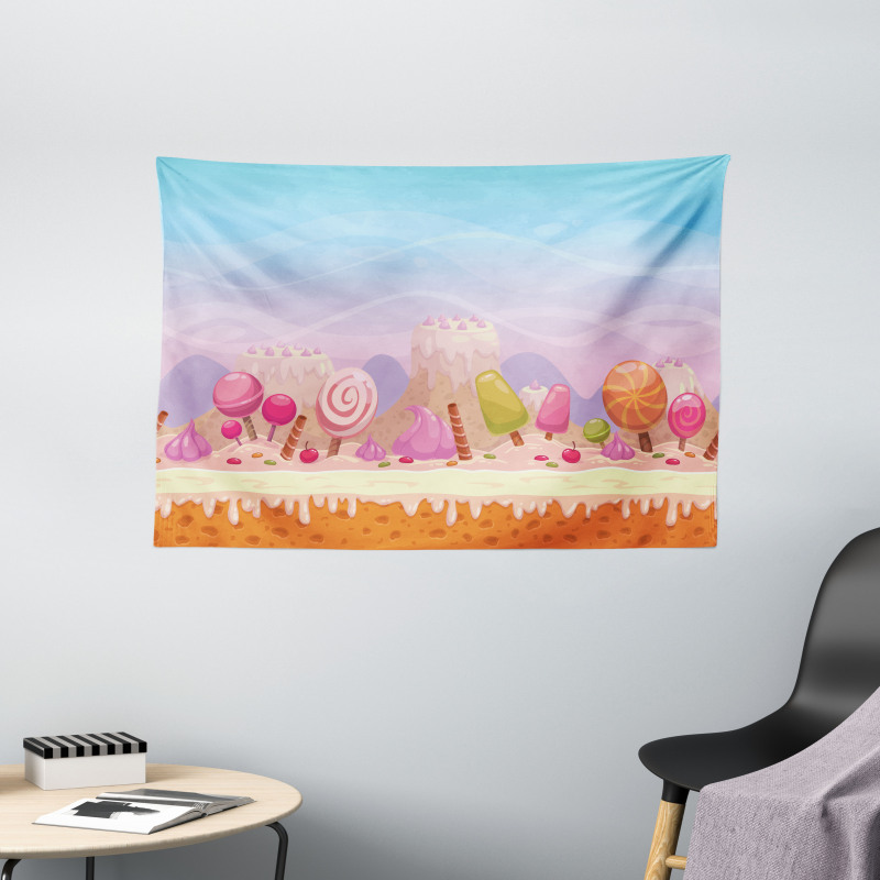 Fanciful Candy Road Wide Tapestry