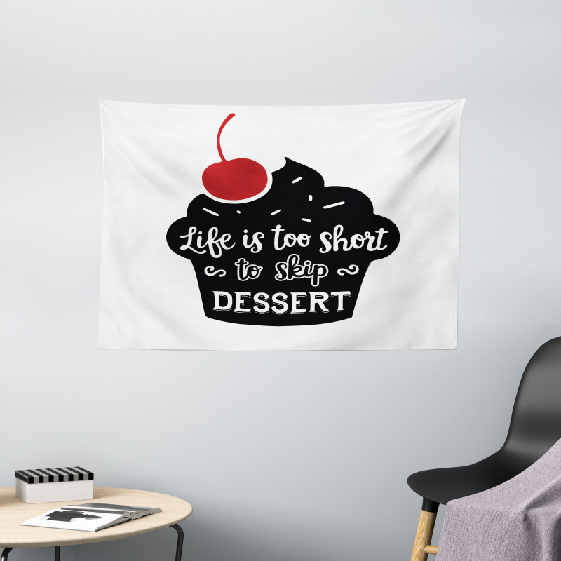 Muffin Silhouette Words Wide Tapestry
