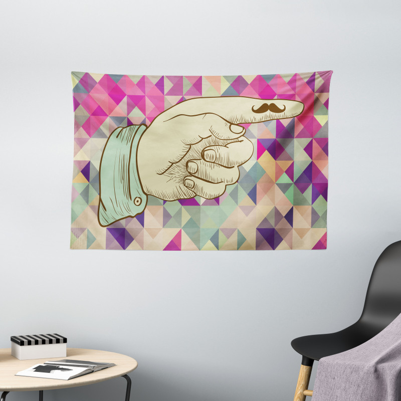 Human Hand Mustache Wide Tapestry