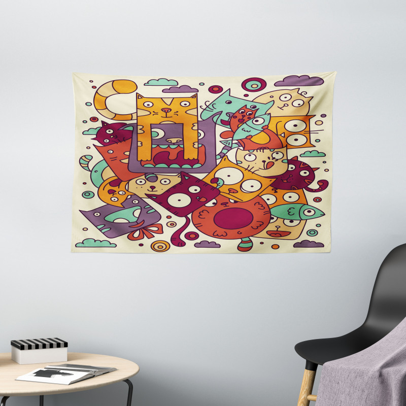 Absurd Doodle Wide Tapestry