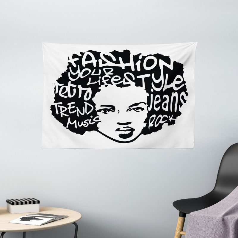 Afro Hair Art Wide Tapestry