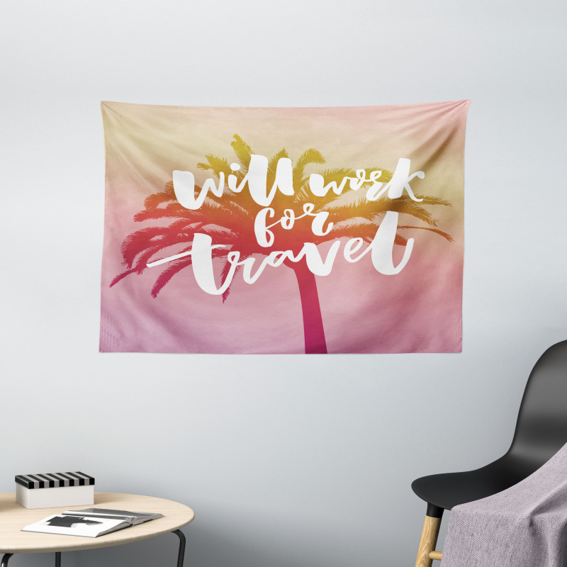 Summer Travel Palm Wide Tapestry
