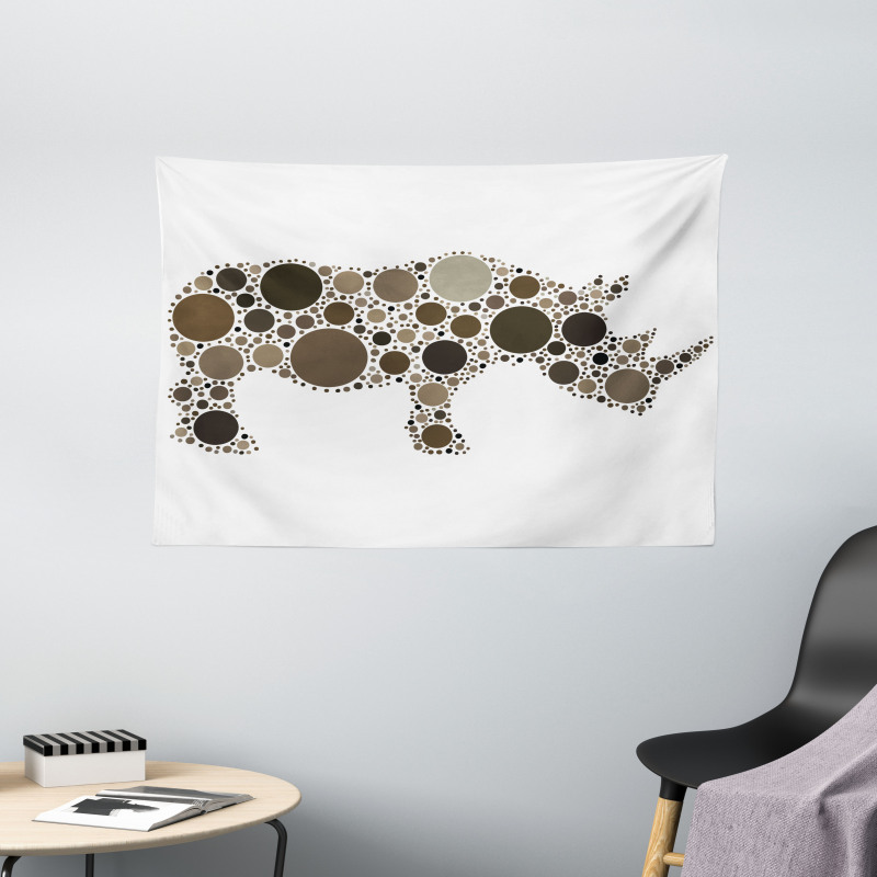 Rhino Dots Silhouette Wide Tapestry