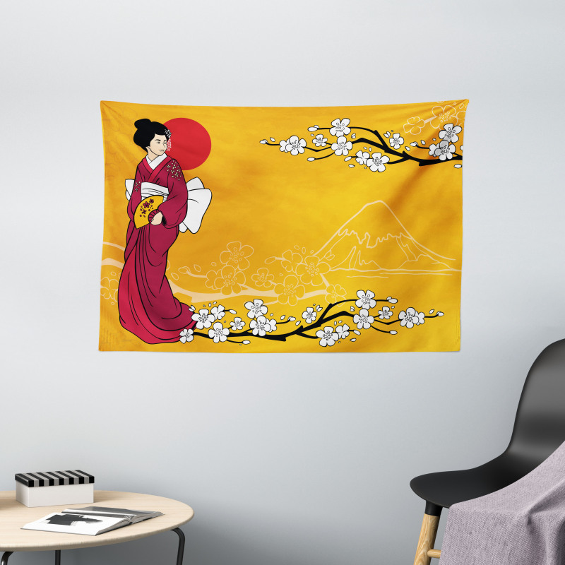 Geisha Lady Wide Tapestry