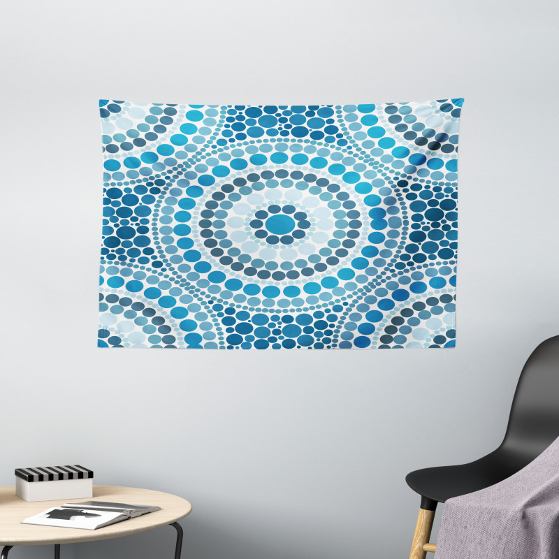 Concentric Circles Dots Wide Tapestry