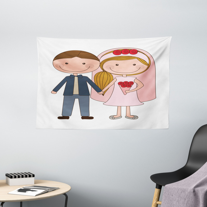 Newlywed Couple Wide Tapestry