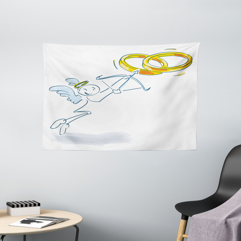 Funny Cupid Stickman Wide Tapestry