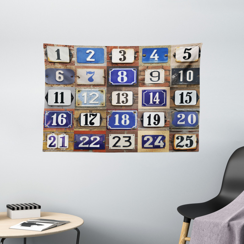 House Numbers Collage Wide Tapestry