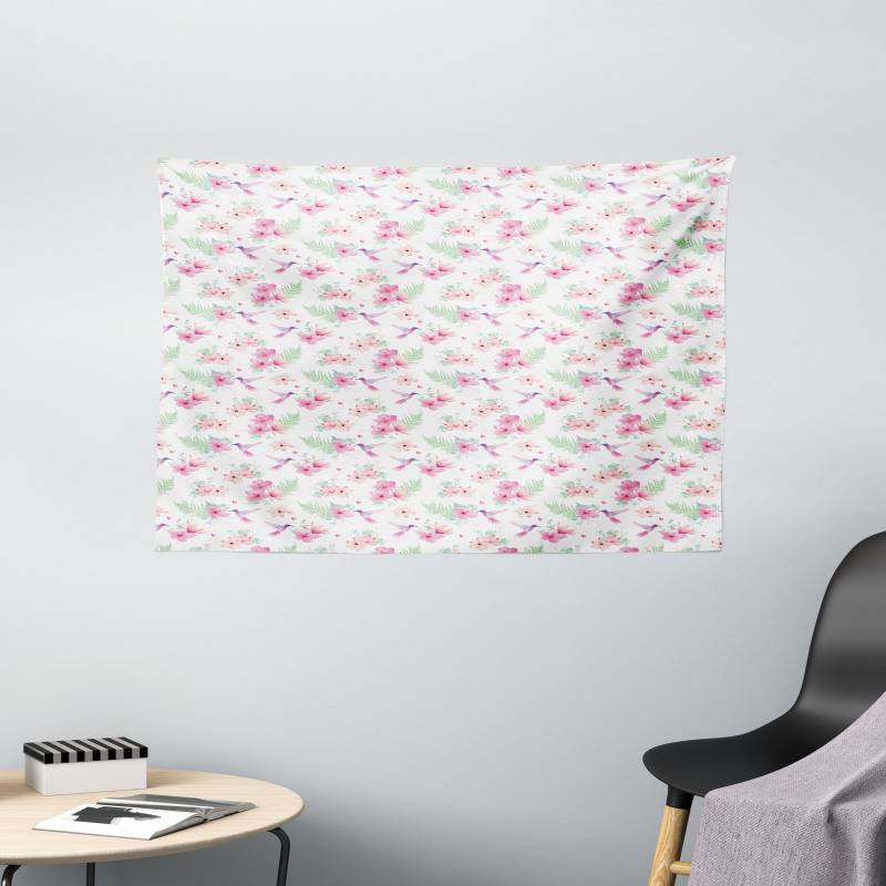 Flappy Hummingbirds Wide Tapestry