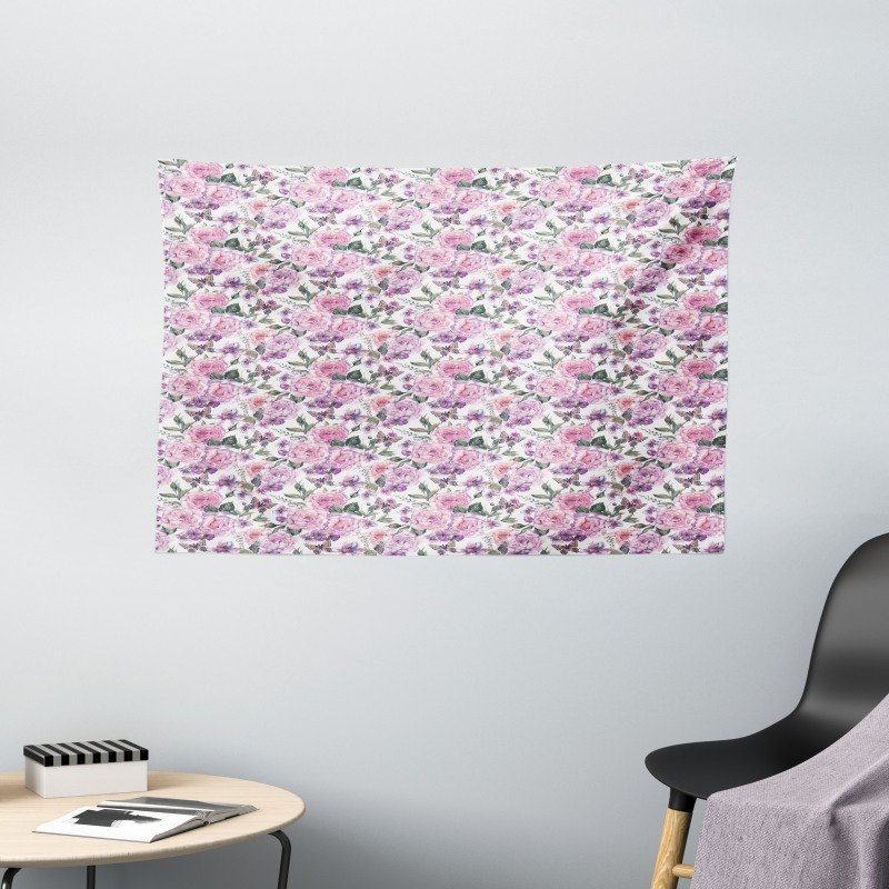 Swallowtails and Roses Wide Tapestry
