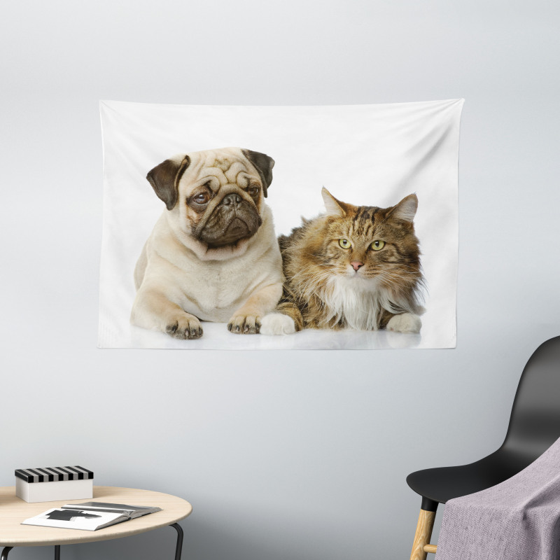 Pets Sitting Studio Shot Wide Tapestry